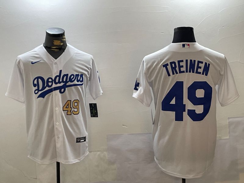 Men Los Angeles Dodgers 49 Treinen White Game 2024 Nike MLB Jersey style 2